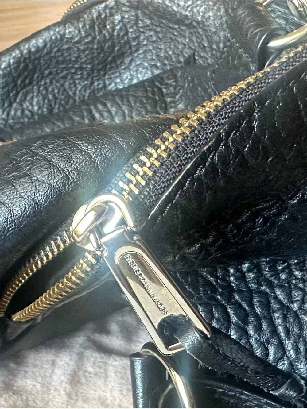 Rebecca Minkoff Julian Black Leather Backpack with Gold-Tone Hardware